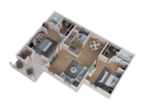 Floor plan for 2 beds, 2 baths, 1200 sqft